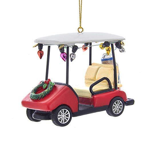 Golf Cart With Wreath Ornament D3444 New - Afbeelding 1 van 2