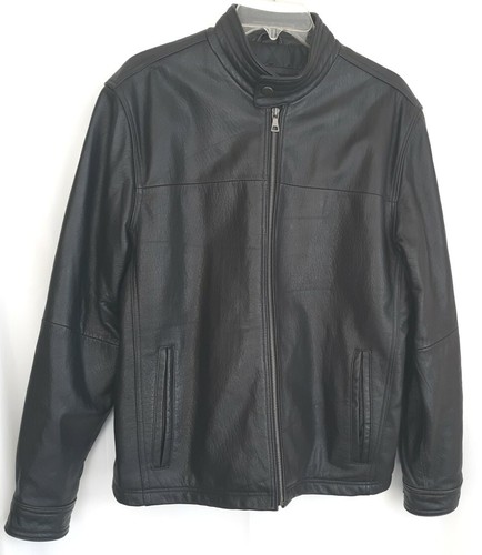 Ladies Leather Biker Jacket by Charles Klein Sz S Black Quilted Lining Pre-owned - Picture 8 of 8