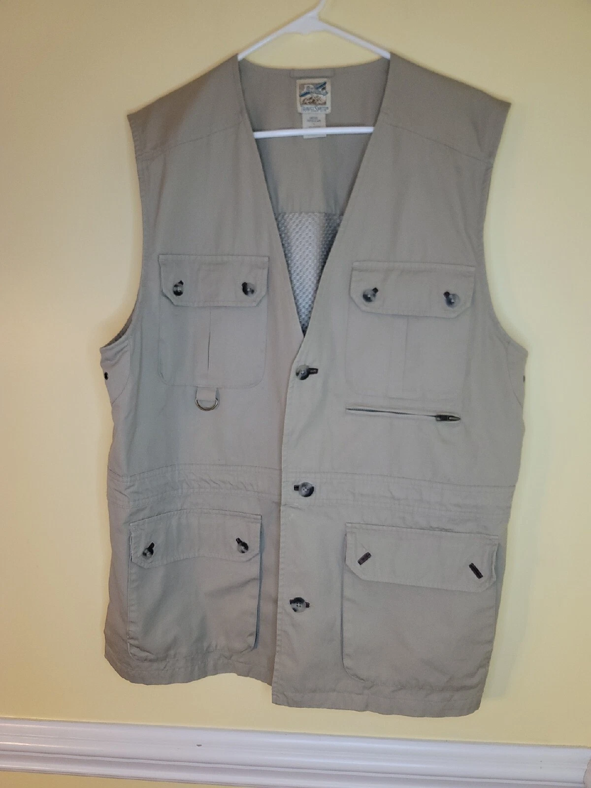 Travelsmith Vest Mens Sz L Large Khaki Fish Hunt Photography Travel Safari
