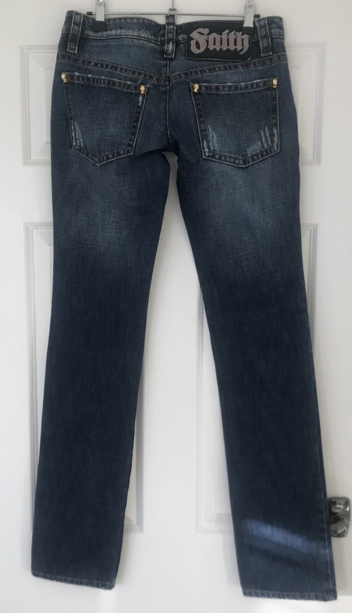 Dsquared2 Faith Low Rise Straight Leg Gold Skull Head Trim
