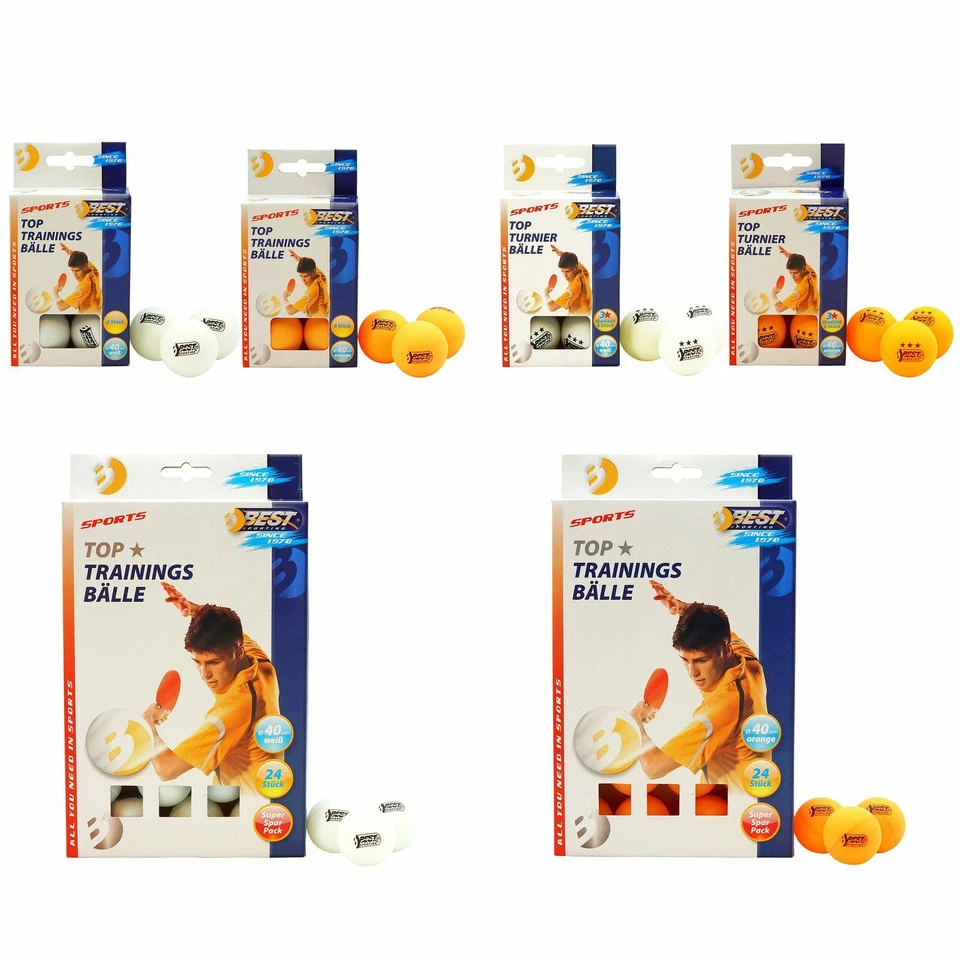 Best Sporting Tischtennisbälle, 1 oder 3 Sterne, 6 oder 24 Stück, orange / weiß