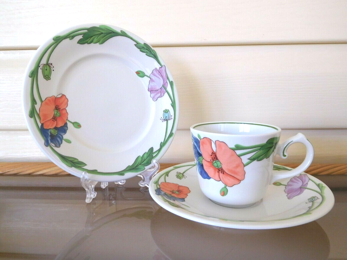 Villeroy & Boch Amapola 皿24.5cm 4枚セット VILLEROY & BOCH Amapola Cream Soup & Saucers Set Of 4 - 8 Pieces