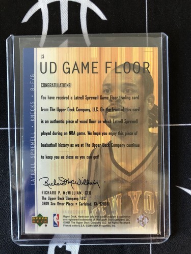LATRELL SPREWELL 2001-02 UPPER DECK HARDCOURT UD GAME FLOOR #LS KNICKS - Bild 2 von 2