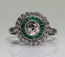 1.10CT White Round Cut CZ Art Deco Engagement Ring In 925 Sterling Silver