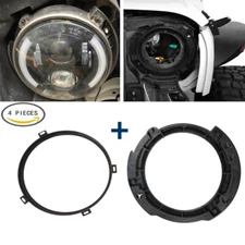 Steel & ABS Headlight Replacement Mount Ring Bracket For 07-18 Jeep Wrangler JK