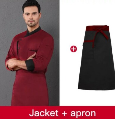 Veste De Cuisine Professionnelle Manches Longues Avec Tablier Intégré - Pour Restaurateur, Pâtissier - Neuve Avec étiquette
