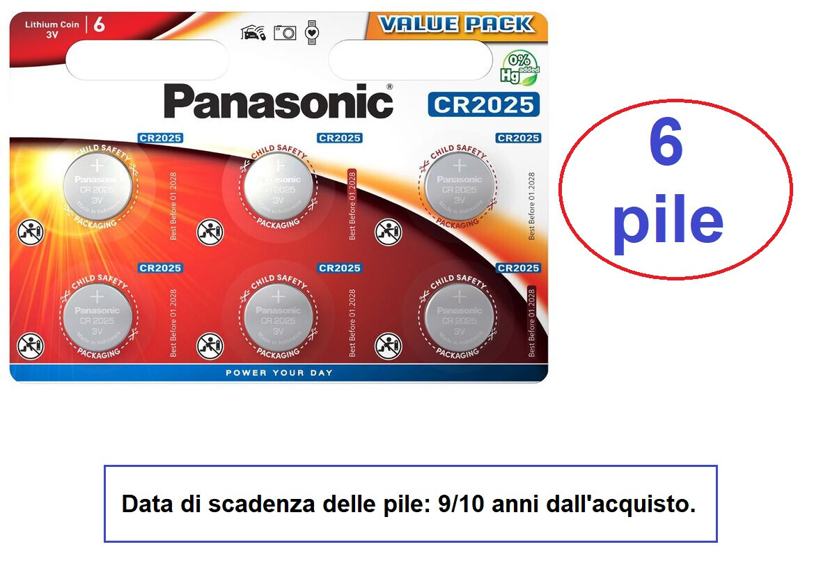 6  pile batterie CR2025  BR2025  Litio  Panasonic  3 Volt