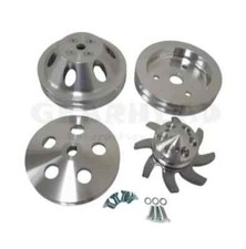 Chevy Swp Aluminum Pulley Set Short Water Pump Crankshaft Alternator Ps Pump Sbc