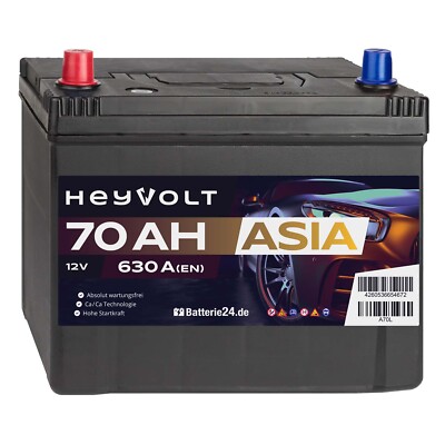 Starterbatterie HeyVolt ASIA Autobatterie A70L 12V 70Ah 630A/EN Pluspol Links
