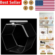 Large Plastic Candy Jar Hexagon Cookie Containers Airtight Clear Food Storage...