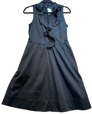 Express Womens Ruffled Neck Fit & Fare Dress Sleeveless Size 4 Black Lightweight