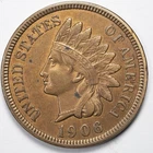 1906 Indian Head Penny Cent Extremely Fine (XF) (Cleaned)