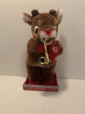 Dan DEE Animated Plush Rudolph Red Nose Reindeer W Sax Christmas Song Works 13  