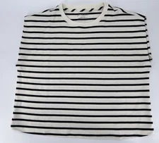 Marled Essentials Large Cream Black Stripe Boxy Butter Soft Cap Sleeve Comfy