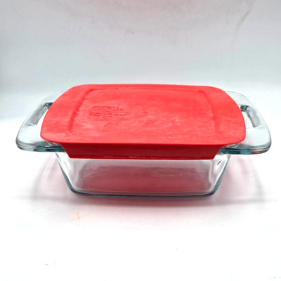 Pyrex Easy Grab Square Baking Dish with Handles Red Lid 2 Quart - 1.9L  8'' X 8''