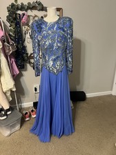 Black Tie Blue Sequin Silk Mother of the Bride Dress Size 12