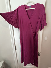 Old Navy Magenta Wrap Midi Dress, XXL