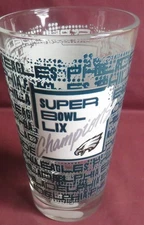 NEW, PHILADELPHIA EAGLES NFL SUPER BOWL LIX CHAMPION PINT BEER GLASS, LOGO BRAND
