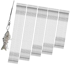 50Pcs Stainless Steel Fishing Leaders with Swivels Snap Connect Kit High Black