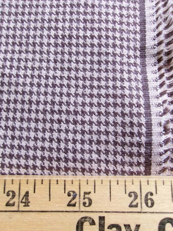 4.5 yd Vintage Fabric Houndstooth TWEED Woven Check Twill Brown White Sherlock - Image 3 of 3