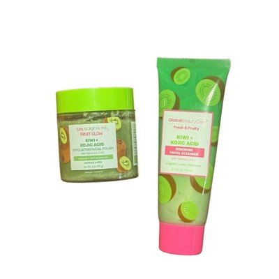 Skincare Bundle | Kiwi & Kojic Acid & Vit A, C, E | Exfoliator & Cleanser