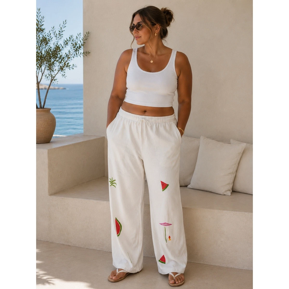 Cotton White Vintage Pants for Women for sale | eBay