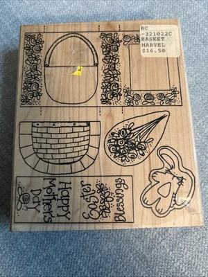 Vintage Limited Edition 1997 Marvelous Basket 1022CO Wood Stamp Easter Sealed!