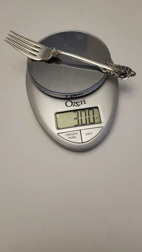 GRAND BAROQUE Sterling Silver Cold Meat Serving Fork 8 1/8 in