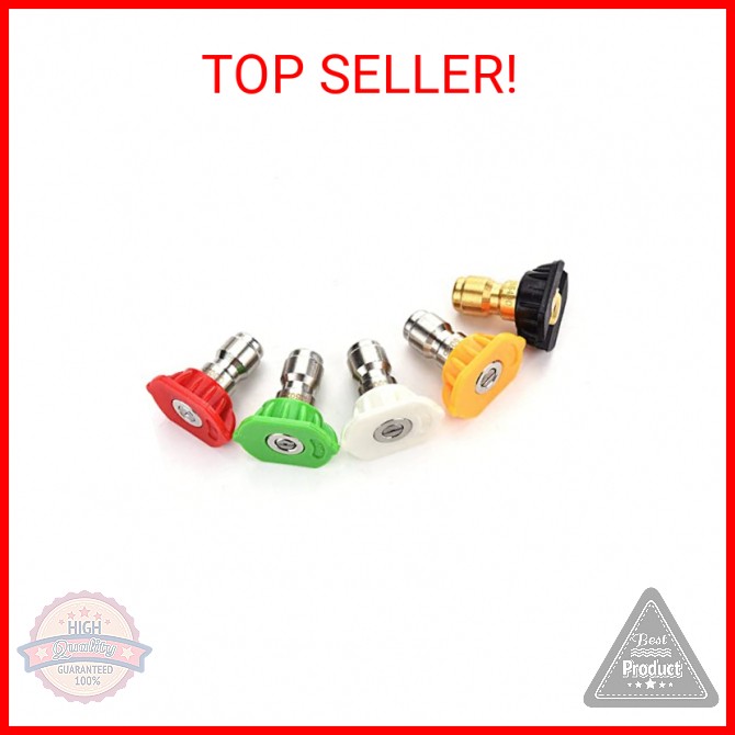 Tool Daily Pressure Washer Spray Nozzle Tips Multiple Degrees, 1/4 inch 5-Pack (