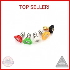 Tool Daily Pressure Washer Spray Nozzle Tips Multiple Degrees, 1/4 inch 5-Pack (