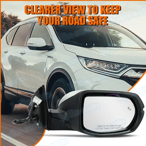 Heated Mirror W/ Blind Spot 9-Pin Pearl White For Honda CR-V 2017-2022 Right