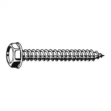 Sheet Metal Screw, #10 X 2 In, Zinc Plated Steel Flange Hex Head Slotted Drive,