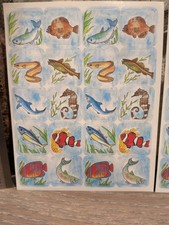 Vintage 1980s Sea Life Sticker Sheets Lot of 2 Fish/Eel/Shark/Seahorse