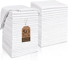 White Washcloths Bulk 50 Pack, Highly Absorbent & Quick 50Pack White, 