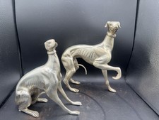 Vintage Metal Whippet Greyhound Dog Statue 12 Inch Art Deco Style