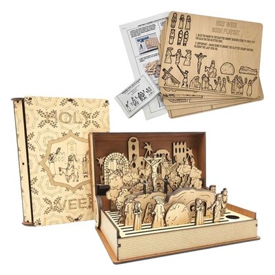 Easter Resurrection Scene Wooden Family Holy Week Book Keepsake Gift Decor OY