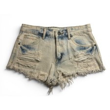 Forever 21 Jean Shorts Light Blue Distressed Frayed Denim Cut Offs 26 Womens