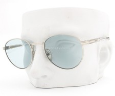 Prada Sunglasses Shiny Acciaio Silver Light Blue Tinted SPR B51 1BC-40N w/case