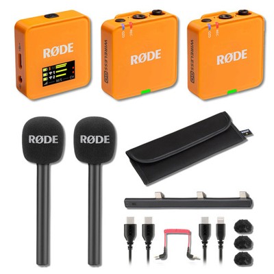 Rode Wireless GO (Gen 3) Wireless Mic System (Orange) with 2x Interview GO