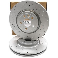 FOR VOLVO XC90 T5 R-DESIGN CROSS DRILLED FRONT BRAKE DISCS PAIR 345mm COATED