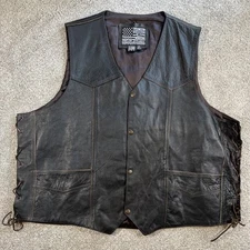 USA Bikers Dream Apparel Black Leather Vest Size 60 Quality Leather Live To Ride