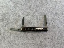 Vintage Cattaraugus Little Valley NY 3 Blade Dark Bone Pocket Knife Good Snap