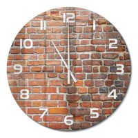 Runde Design-Glasuhr Aus GehäRtetem Glas Backsteinwand WeißE Zeiger Fi60 Cm
