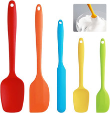 5 Pezzi Spatola Cucina in Silicone, Mestolo, Leccapentole Professionali, Robusto