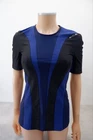 Mugler Womens Stretch Spiral Top T Shirt Size 40 Uk 12 Blue Black