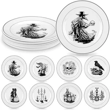 8 Pcs Vintage Halloween Dinnerware Set Halloween Plates Serving Dishes 8 Inch Re