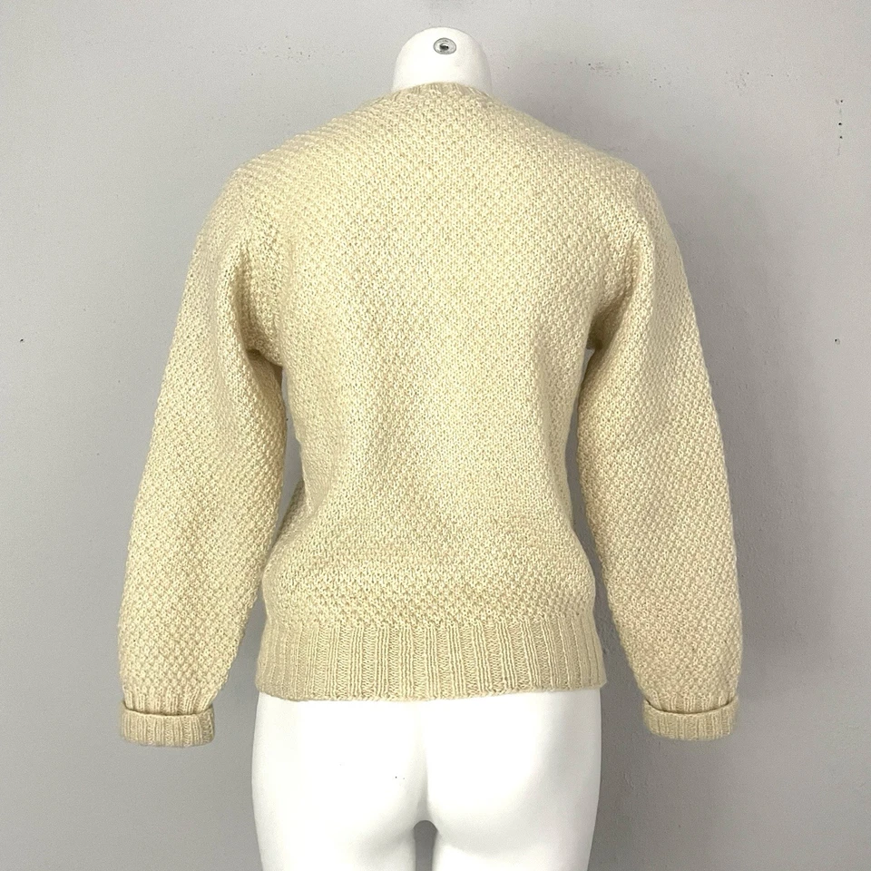 OOAK VTG 40s/50s “Ulla” Snowshoe Handknit Fisherman Style Crewneck Sweater XS/S - Image 4 of 4