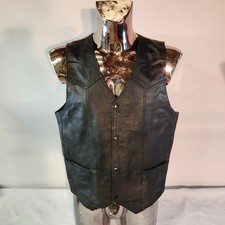 Biker Leather Vest With Eagle And Flag Size Medium