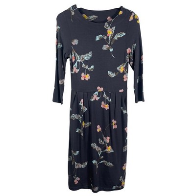 Joules Beth Floral Fit & Flare Dress Blue Floral Pleated Long Sleeve Size US 6
