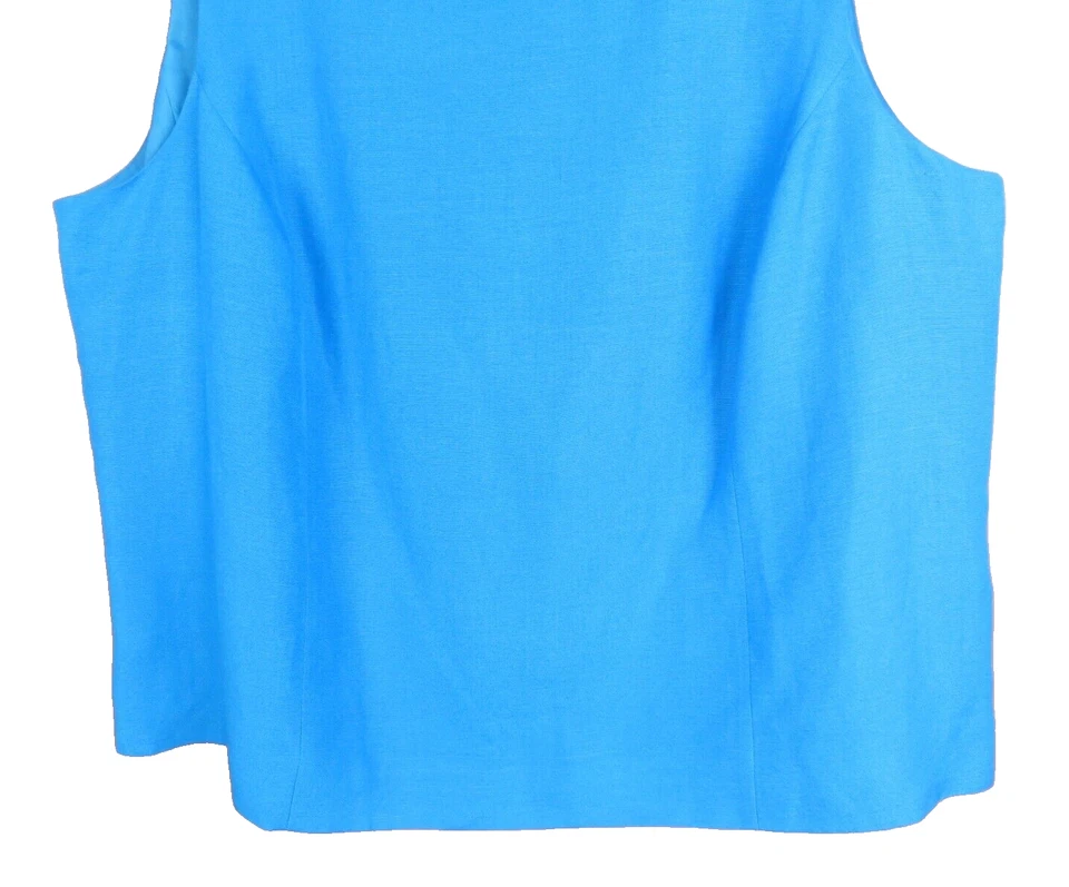 Camiseta sin mangas KASPER para mujer de lino viscosa anillo de metal decoración azul profundo totalmente forrada 24W Foto 3 de 4